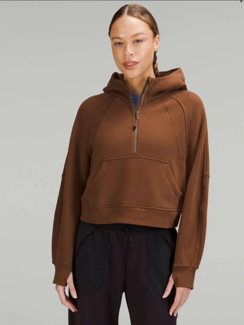 Lululemon Scuba Oversized Half-Zip Hoodie Roasted Brown W3DM4S *flaw* M/L